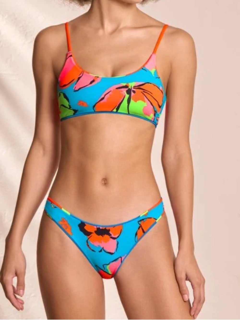 Maaji NWT lanaii reversible floral sporty bralette bikini set size medium